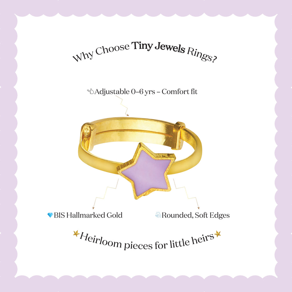 Solid Gold Pink Star Ring for Kids | BIS Hallmarked | Tiny Jewels